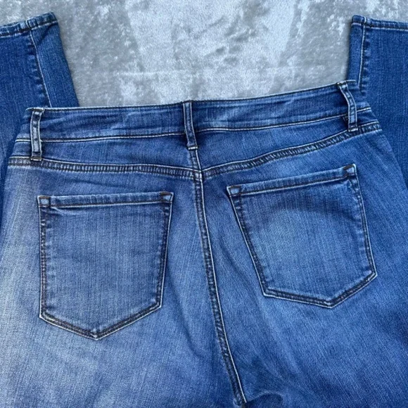 Loft womens curvy straight jeans size 8 stretch med dark wash low rise - Picture 3 of 4